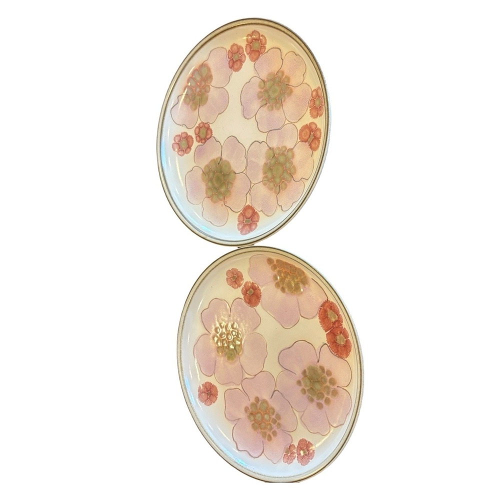 SET OF TWO Vtg. Denby-Langley GYPSY 10" Dinner plates w/ pink flowers